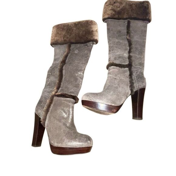 Tory Burch Shoes - Tory Burch Shearling Tall Heeled Boot Size 7
